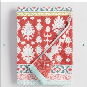 Coral And Aqua Ikat Miriam Sculpted Bath Towel